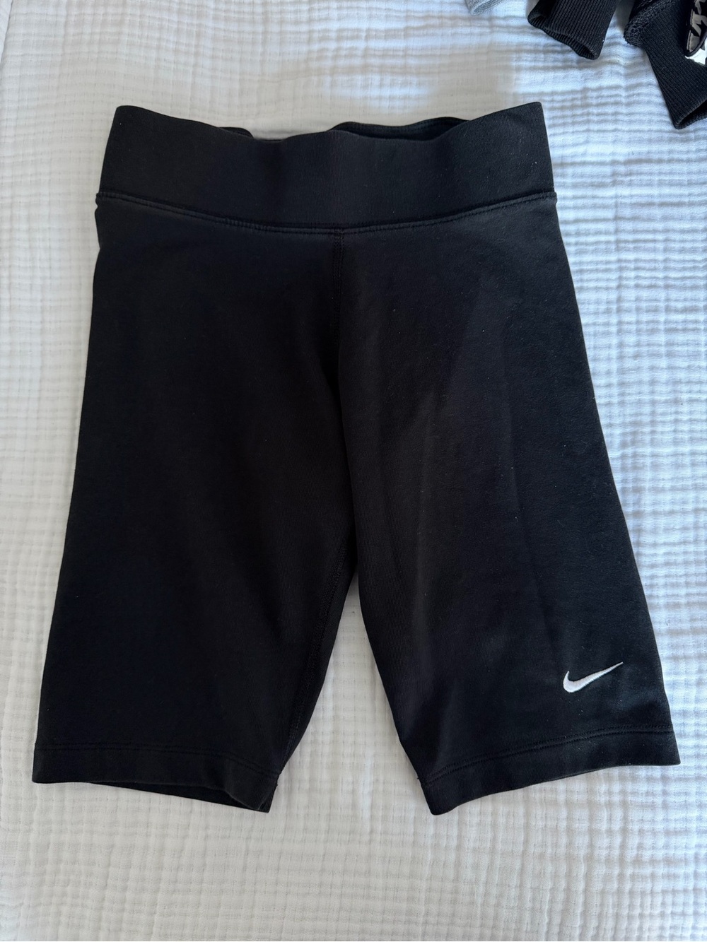 Nike Black Bike Shorts with White Swoosh